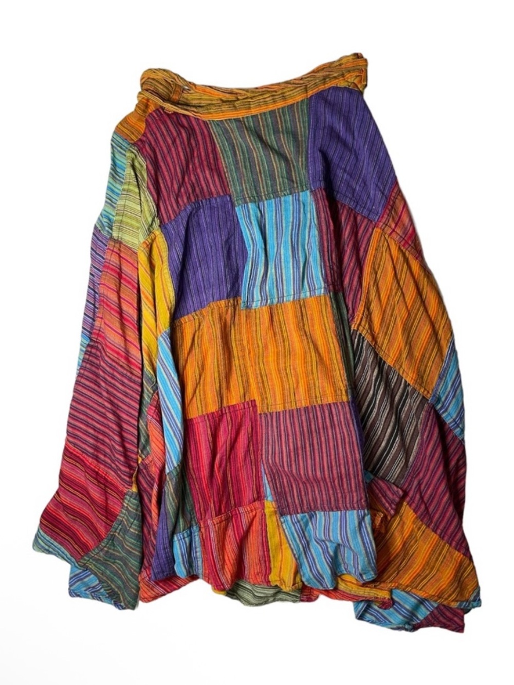 Kathmandu Multicolor Patchwork A-Line Skirt - Orange, Purple, Blue, Red